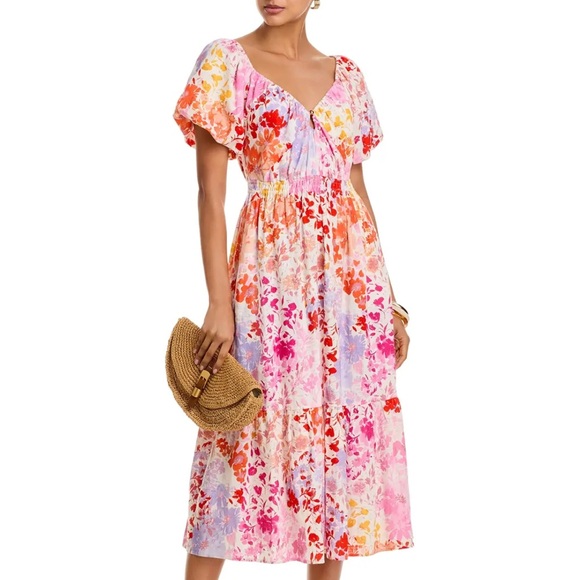 Derek Lam 10 Crosby Laine Floral Linen Puff Sleeve Maxi Dress Size 10 NWT - Picture 6 of 16